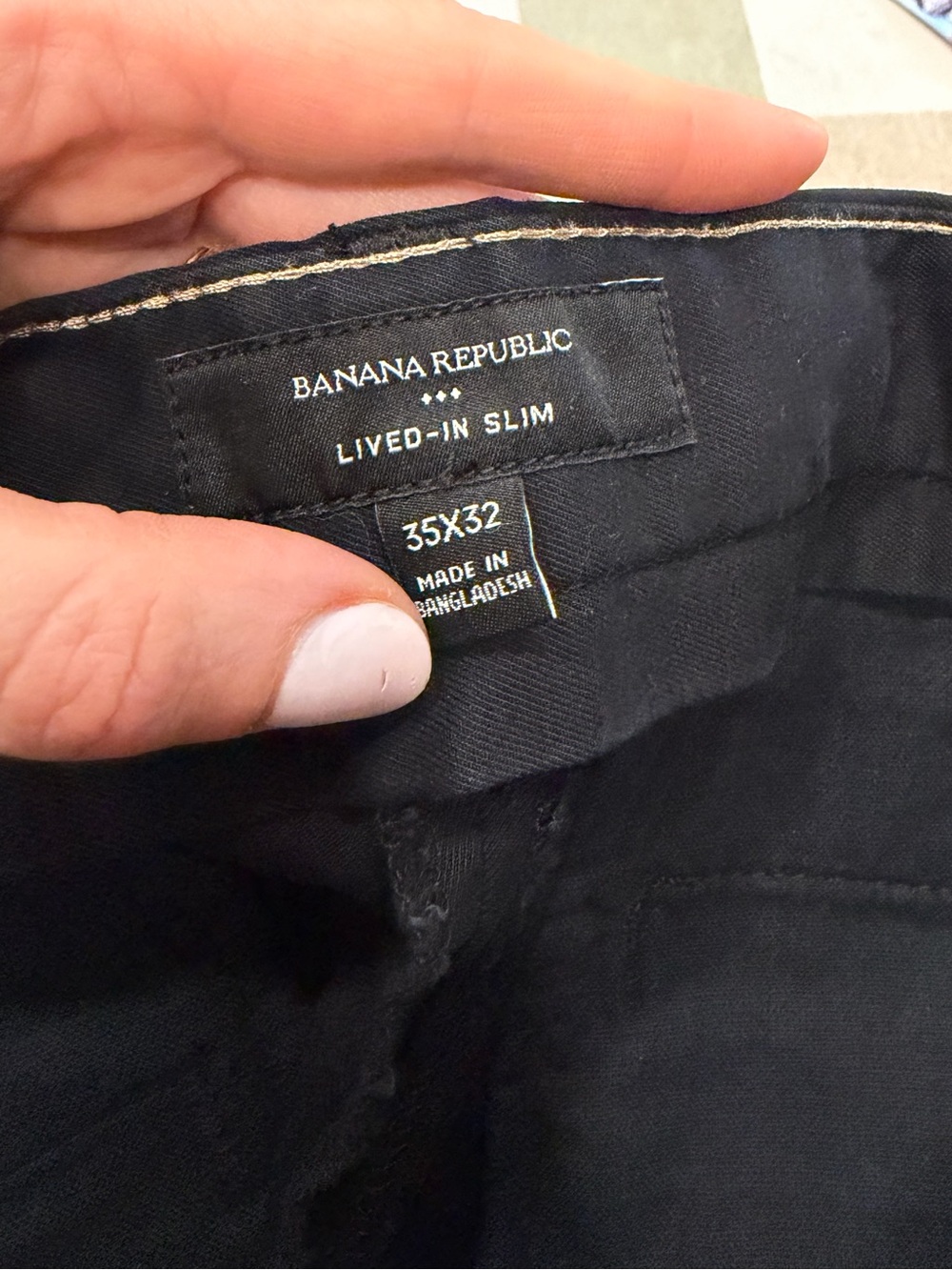Banana Republic Lived-In Slim Skinny Pants — Black
